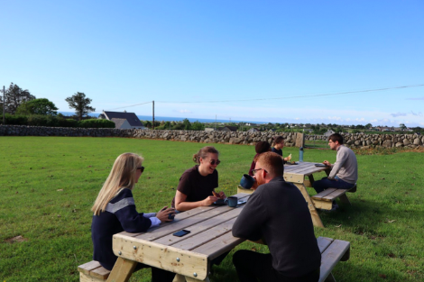 Fig. 5. Participants enjoying the morning sun.